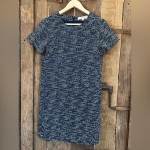 LOFT Oversized colorful Multi Boucle Tweed Short Sleeve Sheath Dress - Size 8
